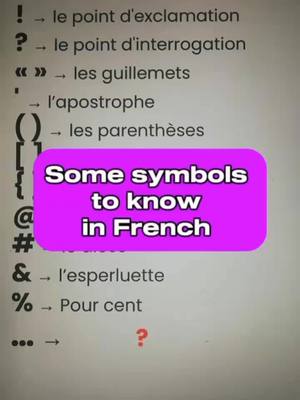 A post by @ouiteach on TikTok caption: Some symbols to know in French🇨🇵|Learn and speak french with Alain and Moh 😀#learnfrench #frenchgrammar #frenchsentences #speakfrench #learnFrench #frenchvocabulary #frenchcourse 