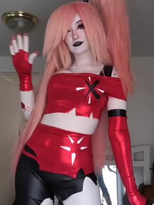 A post by @sugarvail on TikTok caption: Cherri Bomb skin suit! let's GOOOO! #cosplaytutorial #cosplayer #cosplay #cherribomb #cherribombcosplay #hazbinhotelcosplay 