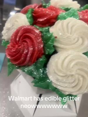 A post by @meoniamonay on TikTok caption: So I work at Walmart bakery and I’m so excited that we have glitter to put on cakes. YAYYYYY