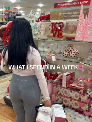 A post by @leahbbyxo on TikTok caption: WHAT I SPEND IN A WEEK! 🎀 I’m just a girl at the end of the day #whatispendinaday #budgeting #frugal #budgetingtips #moneytok #nobuy #budgetmypaycheck #fy #gettingfired 