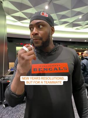 A post by @bengals on TikTok caption: We hope @Tee Higgins get that watch and guys start showering 😂 #newyears #2025 #newyearsresolution #goals #nfl 