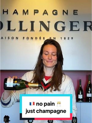 A post by @hellofrenchnyc on TikTok caption: No pain, just champagne* in 2025. Who’s in? 🥂🇫🇷 *Exquisite champagne like my fave @champagne_bollinger, enjoyed in moderation—not to escape, but to celebrate.  Santé ! / Cheers! ✨ . . . #French #France #Champagne #FrenchWine #Bollinger 