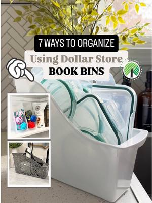 A post by @thecraftedstudioco on TikTok caption: Sharing 7 SIMPLE ways you can add ✨ORGANIZATION✨ into your home using Dollar Store BOOK BINS!  🪴👉🏻 which idea was your favorite?! Book Bin Organization Idea list: 🤩 Books, Crafts, Art Supplies 🤩 Food Container Lid Storage 🤩 Daily Outfits 🤩 Fridge/Freezer Storage 🤩 Kitchen Baggies/Foils/Wraps 🤩 Water Bottle Storage 🤩 Hair Dryer Storage  #kitchen #cleaning #organization #dollartree #organize #organized #DIY #craft #homedecor #outside #design #Home #interior #homedesign #interiordesign #dollartree #dollarstore #budget #ideas #fridge #hacks #lifehacks @Dollar Tree  @Emma Villaneda 