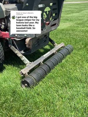 A post by @superstriper on TikTok caption: Replying to @Tater’s World Stripe Like a Pro! 😎 #foryoupage #foryou #fyp #grass #grasstok #lawn #lawncare #viral #trending #dads #dadsoftiktok #hardwork #bluecollar #qna #response #newyear #bigleaguelawns 