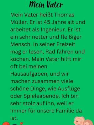 A post by @tikdeutsch.com on TikTok caption: Mein Vater - lesen A2  #A1 #german #GermanLanguage #A2 #goethe #lernen #deutschlernen #deutsch #lerne #lernedeutsch 