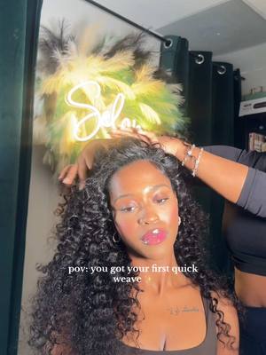 A post by @itstiatamara on TikTok caption: can’t believe I waited so long bc this eatssss 😍 #quickweave #curlyquickweave #flipoverquickweave #hairappointment #hairtok #birthdayprep #atlanta 