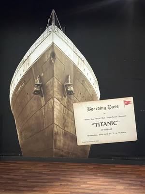 A post by @marinachurma on TikTok caption: All Aboard! #TitanicMuseum  #HistoryTok #Fypシ゚viral  #Adventure #vlogs 