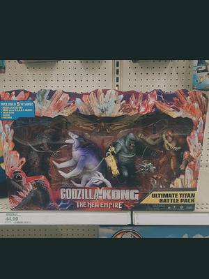 A post by @burninggodzillafan1954 on TikTok caption: Godzilla x Kong Playmates Ultimate Titan Battle Pack! Finally found at my local Target.  #godzilla #kong #godzillavskong #monsterverse #monarchgodzilla #warbat #nozuki #mechagodzilla #skullcrawler #hollowearth #hellhawk #behemoth #camazotz #methuselah #scylla #rodan #mothra #kingghidorah #skarking #shimo #mutoprime #longlivetheking #kotm #GodzillaXKong #godzillaxkongthenewempire #godzillakotm #godzilla2014 #kong2017 #legacyofmonsters  #godzillaminusone 