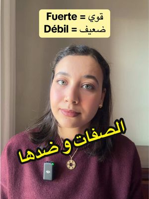 A post by @eyakhaskhoussi on TikTok caption: تعلم اللغة الاسبانية. الصفات و ضدها باللغة الاسبانية.  قوي رصيدك اللغوي بسهولة.  Learn Spanish with Eyakh #اكسبلور #اسبانيا🇪🇸 #الاسباني🇪🇸 #تعلم #تعلم_على_التيك_توك #español #explore #أمثلة #espagnol #spanishteacher #كبير #صغير #قوي #ضعيف #مفتوح #كلمات 