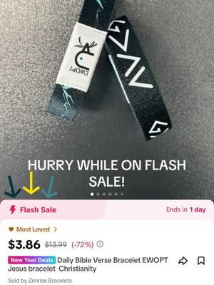 A post by @jambcreations on TikTok caption: Hurry put it in your cart! Flash sale! #dailybibleverse #zenrise #zenrisebracelet #christian #jesus 