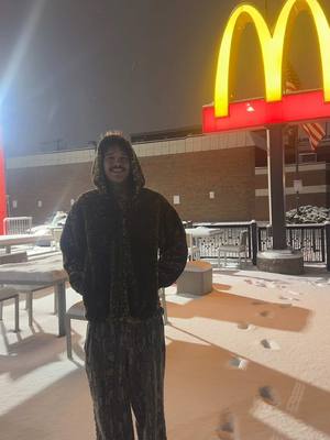 A post by @mangybaby on TikTok caption: in his natural habitat @@gunby##mcdonalds##snowstorm##fyp