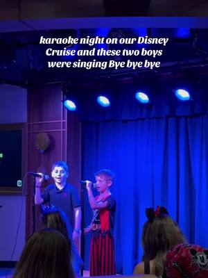 A post by @melissabecraft on TikTok caption: When a member of *NSYNC is at karaoke night… what a cute and fun moment by Chris!! @*NSYNC #nsync #disneycruise #karaoke #chriskirkpatrick #90skid 