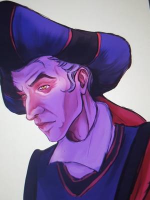 A post by @hugeoofenergy on TikTok caption: Judge Claude Frollo~ i mean, his crooked nose is everything and I just wanted to paint it 👉👈✨️❤️ #fyp #foryou #arcane #disneyvillains #clipstudiopaint #fy 