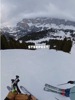 A post by @kjread on TikTok caption: Would you straight line it? #ski #skiing #dolomites 