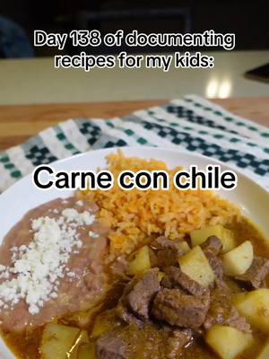 A post by @pizcitadesal on TikTok caption: Carne con Chile Ingredients 👇🏽#carneconchile #mexicanrecipes  For the Salsa: 5 tomatillos 1 tomato 2 garlic cloves 1 small chunk of onion 3 chiles de arbol 1 serrano 1 small bunch of cilantro 2 tsp salt 1 cup water For the Meat and Potatoes: 2 lbs thinly sliced boneless beef shoulder, cut into small pieces ½ tbsp salt (for meat) Black pepper (to taste) 3 potatoes, diced into similar sizes ½ tbsp salt (for potatoes)