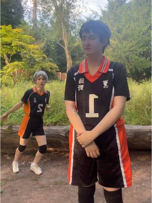 A post by @caci.cosplays on TikTok caption: Sugawara watching from the sidelines core 😭  @✭oli✭ is Daichi  #haikyuu #haikyuucosplay #sugawarakoushicosplay #daichisawamuracosplay #sugawaracosplay 