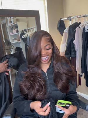 A post by @onnastyledit on TikTok caption: I love how this came out!! Omg. Obsessed. #quickweave #closure #closurequickweave #closurequickweaveinstall #coloredhair #wintercolor #wintercolorhair #brownhair #brownhairblackgirl #detroit #detroitstylist #layers #curls #sidepart #newclient #longhair #5x5closure 