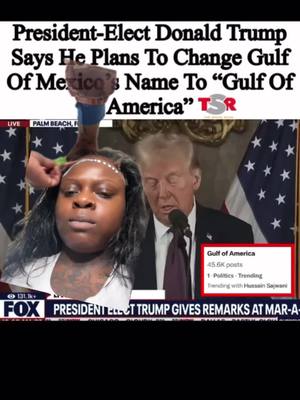 A post by @itsliddymechelle on TikTok caption: #DonaldTrump leave them people alone 😂 #greenscreenvideo #gulfofamerica #gulfofmexico #bigliddy #fyp #explore 