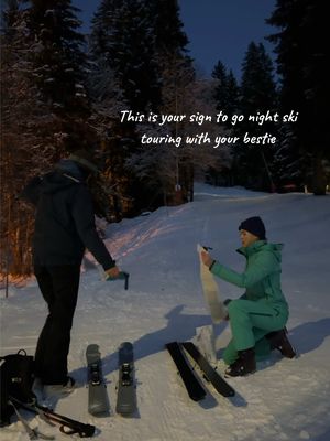 A post by @elys_hutchinson on TikTok caption: Nothing better than catching up with your bestie whilst night ski touring.. feel so blessed 🤍