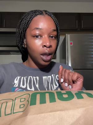 A post by @mimukbangs on TikTok caption: Eat Subway With Me after getting jumped 🥰 #mukbang #subway #eating #foodtiktok 