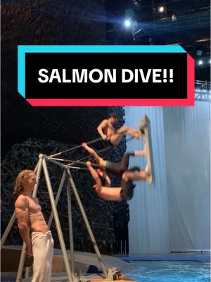 A post by @cirquedusoleil on TikTok caption: Come on Jorge Castano!! 💦 salmon dive "Oooooooooo" #diving #acrobat #OCirque 