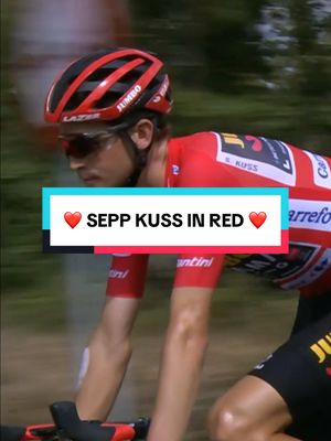 A post by @lavuelta on TikTok caption: In La Vuelta 23, Sepp Kuss won the red jersey of Carrefour ❤️ #ciclismo #deportesentiktok #lavuelta #seppkuss #goat🐐 