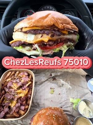 A post by @chojibarbu on TikTok caption: 🍔🤤Petite commande chez @Chezlesreufs_. 📍 188 Rue Saint-Maur 75010. Les prix sont archi abordables et tout est fait maison🔥🔥.                                   #asmr #burger #mukbang #degustation #manger 