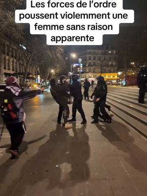 A post by @ilianetz on TikTok caption: Les deux femmes étaient assises seules, place de la République à Paris après un rassemblement spontané contre jean marie le Pen #LIVEhighlights #TikTokLIVE #jeanmarielepen #police #france #crs #policenationale 