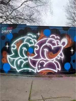 A post by @fatcapsprays on TikTok caption: First painting of the year! 🦔 #streetart #streetartist #streetartlover #streetartlovers #streetartaddicted #streetarteverywhere #streetartchat #streetartistry #urbanartist #art #fatcapsprays #neonart #spraypaint #muralpainting #publicart #graffiti #graffitiartist #cartoon #popart #handpainted #asmr #asmrart #satisfying #oddlysatisfying #processvideo #artprocess #artprocessvideo #streetartlondon 