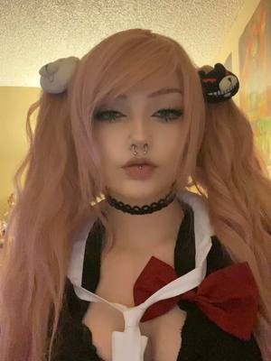 A post by @megamindsbf on TikTok caption: are we bringing back 2020 yes or no.. #junko #junkoenoshima #junkoenoshimacosplay #dangonronpacosplay #junkocosplay 