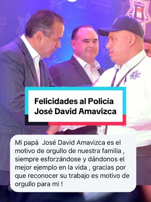 A post by @tonoastiazaran on TikTok caption: Al publicar el video en redes sociales del reconocimiento del Policía José David Amavizca, me sorprendió recibir este emotivo mensaje de su hija.🥹 Muchas felicidades por sus 25 años servicio y por ser un ejemplo para su familia.👏🏼✨ #hermosillo #hermosillogob #hmo #policia #policiahermosillo #emotivo #familia 