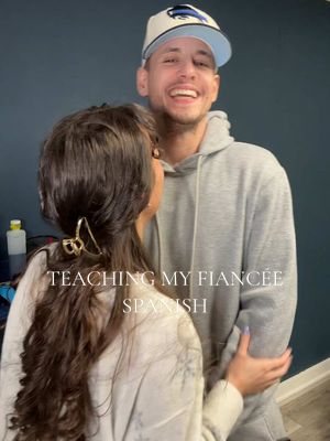 A post by @mirtialeeperez on TikTok caption: To be fair I’m sick 🤣 lesson 1 was a “success” 😂 #selenaquintanilla #couplecomedy #comedycouple #fyp #couplestiktok #learningspanish 