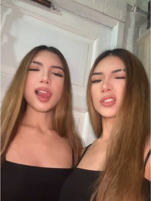 A post by @kittyandkakai on TikTok caption: Here’s our entry! 🤭😅❤️ #kittyandkakai #fyp #latina #latinamakeup #trend #makeuptrend #twins #fypシ #tiktokph #makeup #transformation #transition 