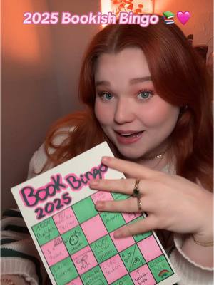 A post by @readwithmeggy on TikTok caption: 2025 Book Bingo 📚🩷✨ Ich habe mir eine Bingo Karte für bookish Dinge in 2025 gemacht mit verschiedenen Zielen/Challenges 🥰 Ich finds ne richtig süße Idee und bin mega gespannt, wie viele ich Ende des Jahres abgehakt habe 😏 Habt ihr noch Ideen für die letzten 4 Felder?🙈❤️ #BookTok #büchertok #bookishdiy #bookish #2025bingo #bücherliebe #bookgirlie #booktokgermany #lesen #booktoker #bookchallenge 