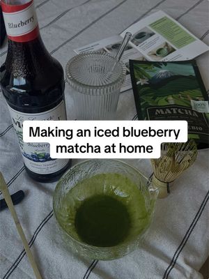 A post by @sophieclarewhite on TikTok caption: Make my first ever iced matcha at home 🍵 🫐 #matcha #icedmatcha #blueberrymatcha #blueberrymatchalatte #blueberrymatchaathome #matchatea #matchaathome #icedmatchalatte #icedmatchalattetutorial 