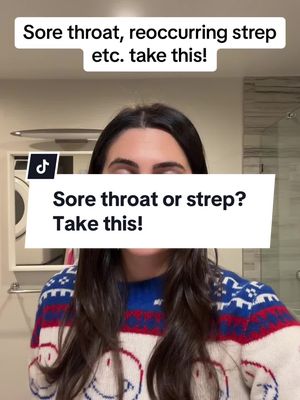 A post by @avoaday on TikTok caption: If you have a sore throat or are dealing with repccuring strep, instead lf antibiotics which kill your good gut bacteria, take this! #sorethroat #sorethroatremedy #strepthroat #strep #fungus #candida #guthealth #holistichealth 