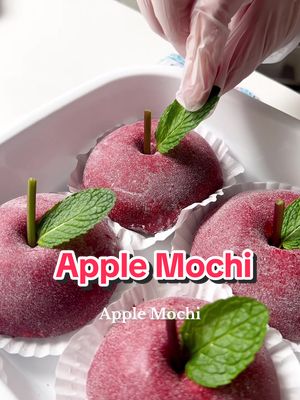 A post by @utastekitchenuk on TikTok caption: Apple Mochi. Recipe linked in my bio.🍎🍎🍎 #apple #mochi #applemochi #cinnamon #cinnamonapple #dessert #Recipe #fyp #viraltiktok #viralvideo #viral_video 