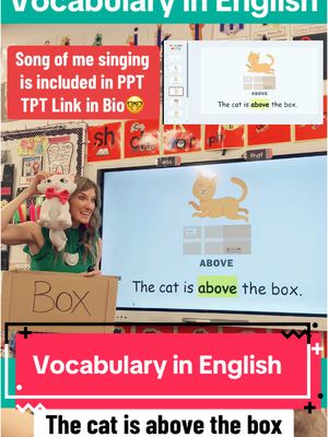 A post by @mrssmithscatchysongs on TikTok caption: Vocabulary in English! Learn English With Me through song! #english #englishteacher #englishclass #englishvocab #kindergartenteacher #vocabularyinenglish #mrssmithscatchysongs #learnenglishdaily #learnenglish #positionalwords 