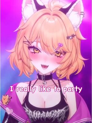 A post by @kirana_yonome on TikTok caption: I really like to party 🩷 #fyp #vtuber #vtuberclips #anime #uk #weeb #tsundere 