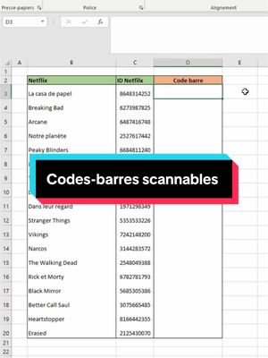 A post by @leprofessor.fr on TikTok caption: Génère des codes-barres scannables #excel  📗 Télécharge mon Guide Gratuit interactif (lien dans ma bio)