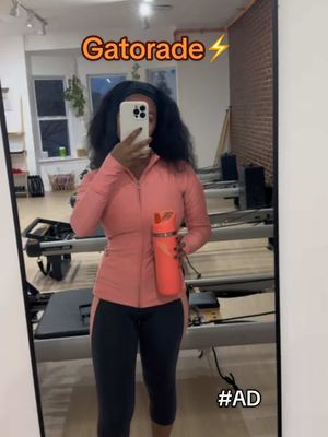 A post by @denahabib1 on TikTok caption: pilates + a solid water bottle = the perfect combo! took my Gatorade bottle with me to keep hydrated through the whole session! #hydrationmatters #gatorade 