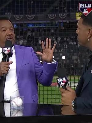 A post by @allstarbaseball01 on TikTok caption: Una exelente pregunta trae una exelente respuesta . Salvador Pérez y Pedro Martínez 2 grandes . @MLB Network  #allstarbaseball #LIDOM #MLB #mlbhighlights #MLB #LVBP #LasMayores 