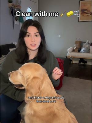 A post by @goldenbearollie on TikTok caption: No because why are cleaning videos so satisfying 🤌🏻🫧 also I had never had a cordless vacuum before and it just changed the game for me🙋🏻‍♀️ #latinadogmom #cleanwithme #goldenretriever #orangecat #asmrcleaning #CleanTok #homeikavacuum #TikTokShop 