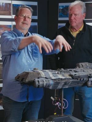 A post by @starwars on TikTok caption: totally wizard. ILM visual effects supervisor John Knoll and model supervisor John Goodson discuss bringing the Onyx Cinder to life. Don’t miss the #SkeletonCrew finale this Tuesday on @Disney+.