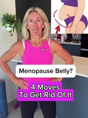 A post by @petragenco on TikTok caption: Here’s 4 moves to help you get rid of that stubborn menopause belly!! Do this every morning for 2 weeks or more. Make sure you watch how many calories you are eating too! 👍🏼#menopause #fitness 