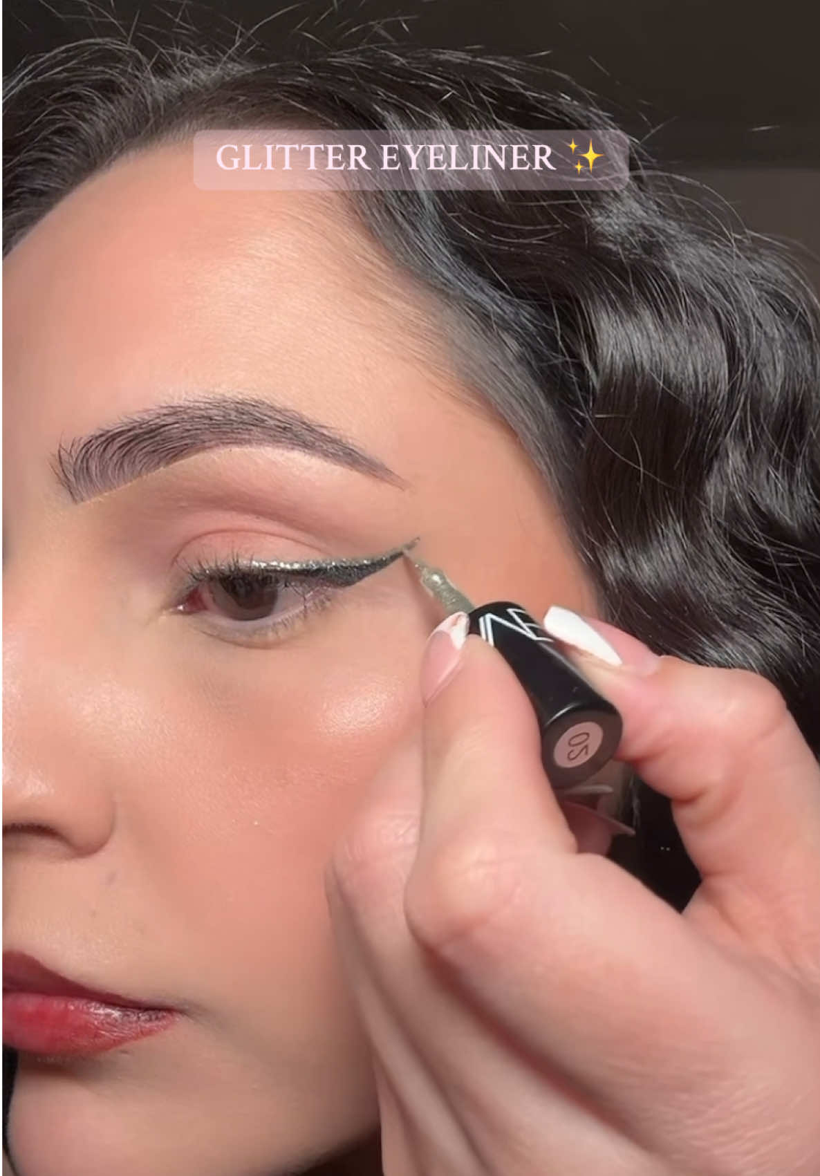 A post by @crystalverdayesmua on TikTok caption: Glitter eyeliner.  ✨✨ #glitter #glittereyeliner #eyeliner 
