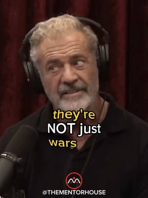 A post by @thementorhouse on TikTok caption: Mel Gibson on wars. #melgibson #joerogan #war 