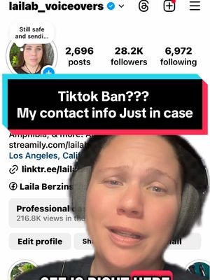 A post by @lailaberzinsvoice on TikTok caption: In case #tiktok gets banned - please let’s stay in touch on my IG and Youtube! Love you all so much. #greenscreen #xiao #xiaogenshinimpact #tiktokban #voiceover #voiceactor #anime #jojos #hades #pokemon #amphibia #batman #voiceacting #comedian #genshin 