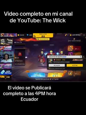 A post by @thewick on TikTok caption: Vean el video y comenten, una Skin para el comentario con más likes en YouTube 🥳 #fyp #parati #foryou #paratitiktok #freefire #freefireindonesia #freefirerandom 