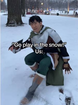 A post by @azndevil on TikTok caption: Fun times in the snow 😃#snow #anime #jjk #shieldhero #cosplay 